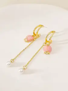VAGHBHATT Pink Floral Drop Earrings