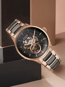 Titan Men Textured Dial & Stainless Steel Straps Analogue Automatic Watch 90174KD03