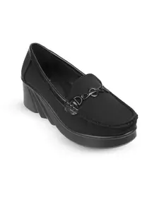 Mochi Round Toe Wedge Loafers Heels