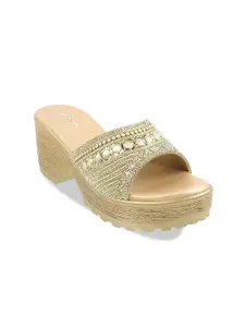 Mochi Embellished Open Toe Wedge Heels