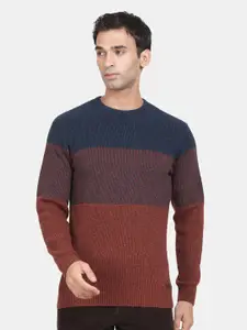 t-base Colourblocked Round Neck Woollen Pullover