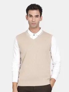 t-base Checked V-Neck Ribbed Sweater Cotton Vest