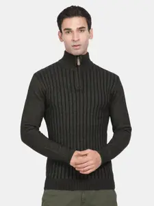 t-base Striped Turtle Neck Ribbed Hem Pullover Sweaters