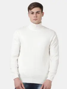 t-base Turtle Neck Long Sleeves Cable Knit Cotton Pullover