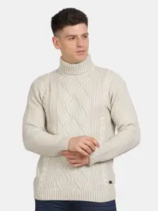 t-base Turtle Neck Long Sleeves Cable Knit Pullover