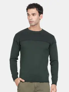 t-base Round Neck Long Sleeves Ribbed Cotton Pullover