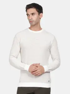 t-base Round Neck Long Sleeves Ribbed Cotton Pullover