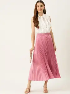 her by invictus Pink Gathered or Pleated Flared Maxi Skirt