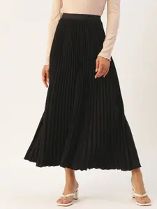 her by invictus Black Gathered or Pleated Flared Maxi Skirt
