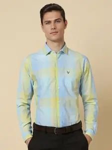 Allen Solly Slim Fit Windowpane Checks Spread Collar Chest Pocket Cotton Formal Shirt
