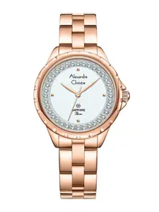 Alexandre Christie Women Embellished Stainless Steel Bracelet Style Watch 2A81LHBRGSL
