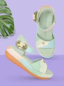 BAESD Girls Printed Bow Detailed Comfort Heels