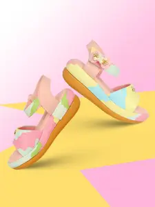 BAESD Kids Girls Printed Bow Detailed Comfort Heels