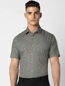 Van Heusen Tailored Fit Checked Printed Pure Cotton Formal Shirt