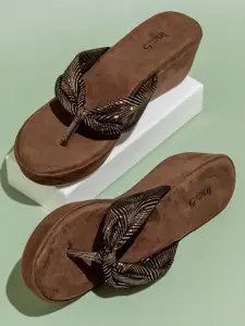 Inc 5 Printed Open Toe Wedge Heels