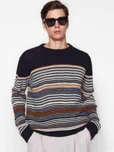Trendyol Round Neck Long Sleeves Striped Pullover Sweater