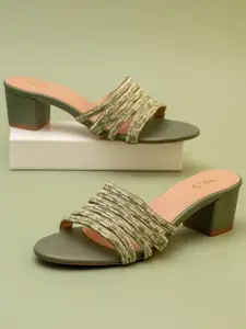 Inc 5 Embellished Open Toe Block Heels