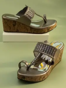 Inc 5 Embellished One Toe Wedge Heels