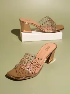 Inc 5 Embellished Open Toe Block Heels