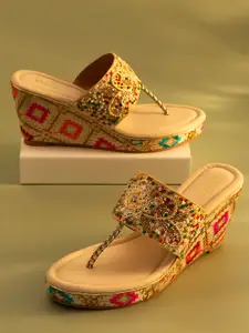 Inc 5 Embellished Open Toe Wedge Heels