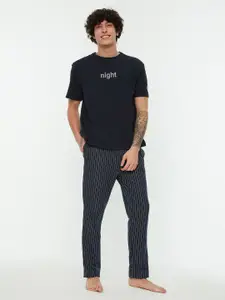 Trendyol Men Striped Straight-Leg Lounge Pants