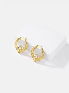 SHAYA Gold Plated Contemporary Half Hoop Earrings