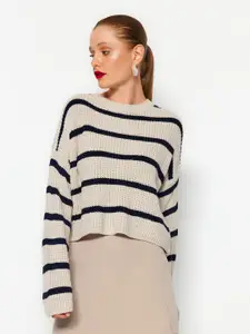 Trendyol Striped Round Neck Acrylic Pullover