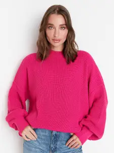 Trendyol Round Neck Long Sleeves Ribbed Longline Pullover Sweater