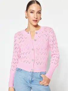 Trendyol Self Design Open Knit Cardigan Sweater
