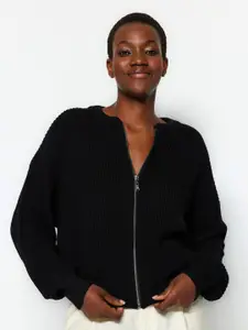 Trendyol Women Striped Textured Front Open Sweater