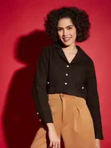 SASSAFRAS Single Breasted Notched-Lapel Collar Cropped Blazers