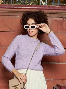 SASSAFRAS Purple Self Dsesign High Neck Pullover