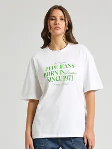 Pepe Jeans Typography Printed Pure Cotton Applique T-shirt