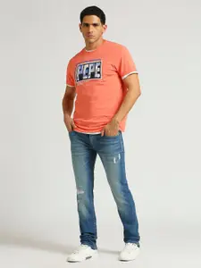 Pepe Jeans Round Neck Printed Pure Cotton Slim Fit T-shirt