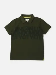 Pepe Jeans Boys Typography Printed Polo Collar Pure Cotton T-shirt