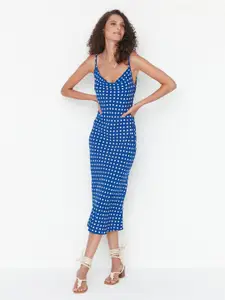 Trendyol Polka Dot Printed Bodycon Midi Dress