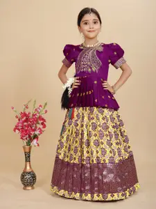 BAESD Girls Embroidered Thread Work Detailed Jacquard Silk Ready to Wear Lehenga Choli
