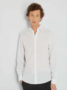 KIABI Polka Dot Spread Collar Cotton Opaque Casual Shirt