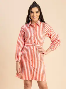 Moomaya Striped Long Sleeves Shirt Dress