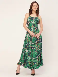 Moomaya Tropical Print Crepe Maxi Dress