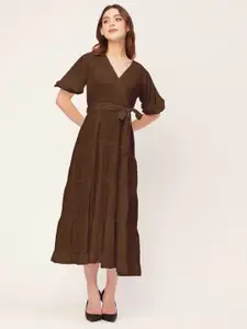 Moomaya Flared Sleeve Empire Midi Dress