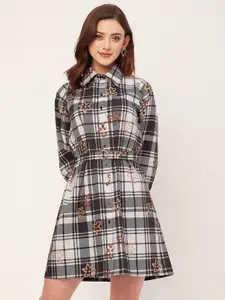 Moomaya Checked A Line Shirt Dress