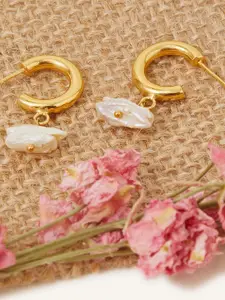 Accessorize 14K Gold-Plated Keshi Pearl Hoop Earrings