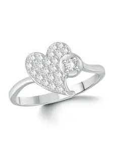 Vighnaharta Rhodium-Plated Cubic Zirconia Studded Adjustable Finger Ring