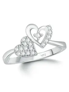 Vighnaharta Rhodium-Plated CZ-Studded Adjustable Finger Ring
