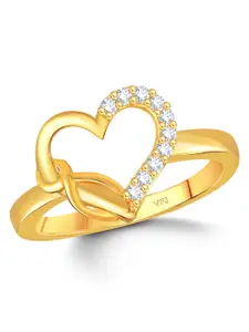 Vighnaharta Gold-Plated Cubic Zirconia Studded Adjustable Finger Ring