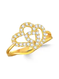 Vighnaharta Gold-Plated Cubic Zirconia Studded Adjustable Finger Ring