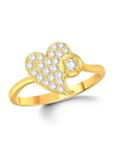 Vighnaharta Gold-Plated CZ-Studded Adjustable Finger Ring