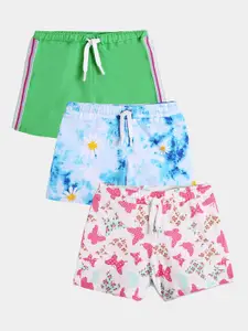 Anthrilo Girls Multicoloured Floral Printed Shorts