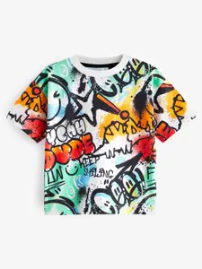 NEXT Infant Boys Typography Printed Pure Cotton T-shirt